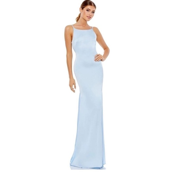 MAC DUGGAL Ieena Powder Blue Style 49104 High Neck Gown Size 8 NWT - Picture 6 of 9